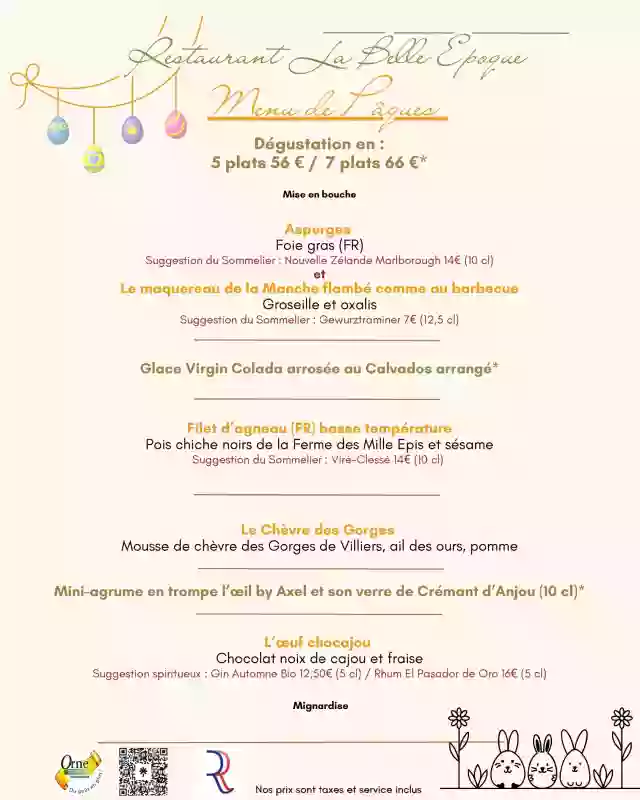 Menu de Pâques - La Belle Époque - Bagnoles de l'Orne - Restaurant Domfront en Poiraie